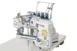 Feed-off-the-arm, cylinder bed interlock stitch machines for flat seaming