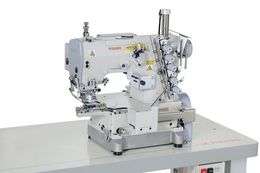 Oil barrier type, variable top feed, interlock stitch machines with an extremely small-sized cylinder bed